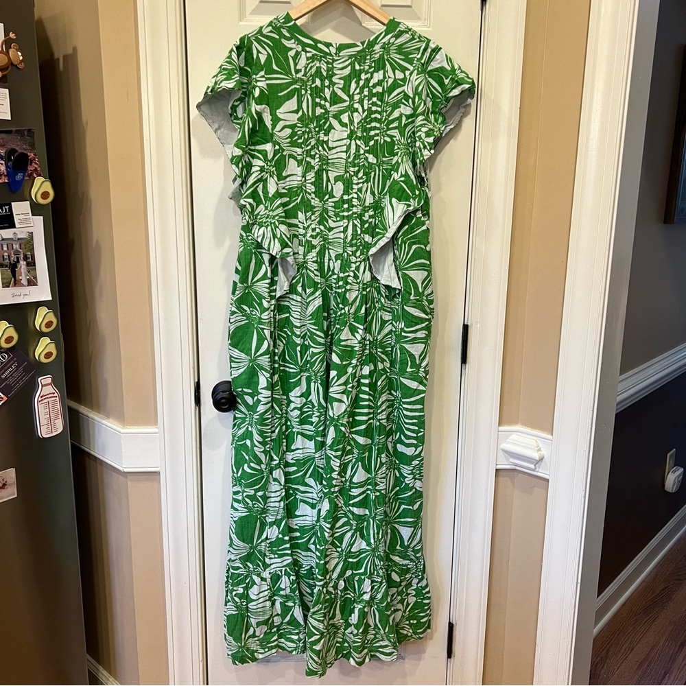 NWOT Anthropologie Maeve Cassandra Maxi Dress Green White Floral 1X - Picture 10 of 10